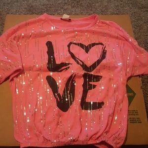 Girls Sparkly "Love" Shirt